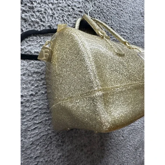 NWT Furla Oro Glam Gold Glitter Candy Bag Satchel w/ Box $228 - Picture 3 of 11